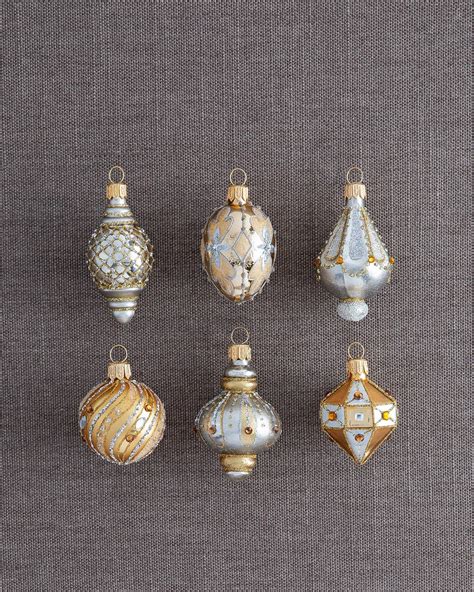 These Silver And Gold Mini Glass Ornaments Are Crafted And Painted By