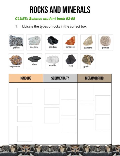 Rocks Minerals Printable Worksheets