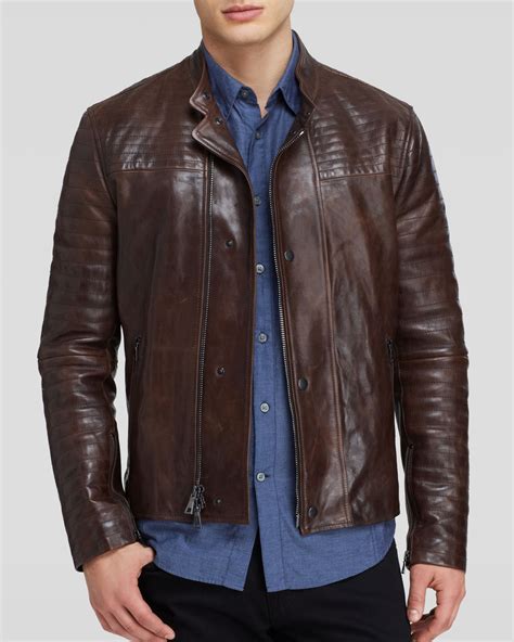 Lyst John Varvatos Collection Quilted Leather Biker Jacket In Brown
