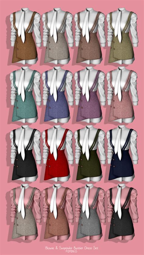 Blouse And Suspender Bustier Dress Set At Rimings Sims 4 Updates