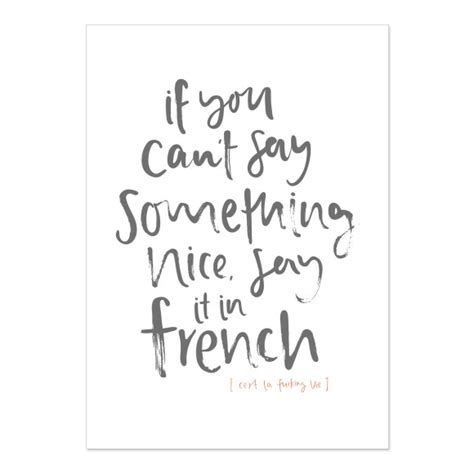 If You Cant Say Something Nice Say It In French A4 Art Print