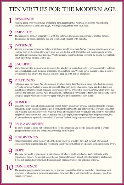 Ten Virtues To Lead A Good Life