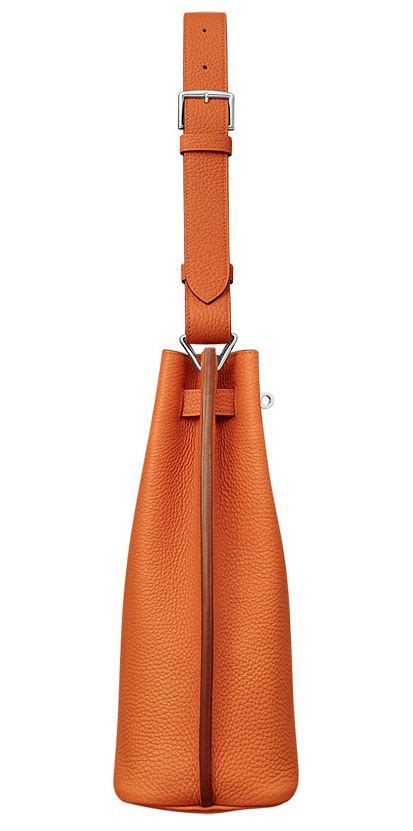 Hermes So Kelly Bag In Orange Leather Side View Leather Bag Pattern