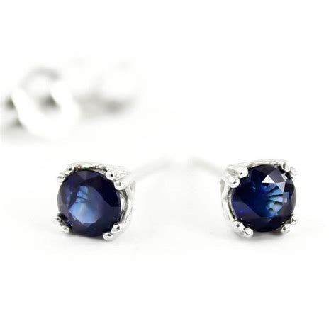 Genuine Natural Blue Sapphires Pair Mm Stud Earrings In K Natural