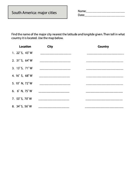 Fillable Online Latitude And Longitude Of World S Largest Cities Fax