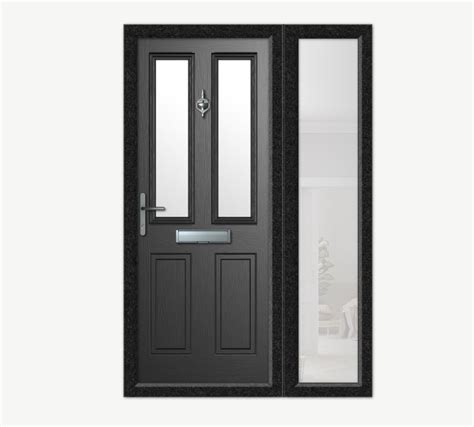 Composite Doors With Side Panels And Glass Windows