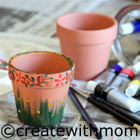 Create With Mom Painting Clay Pots