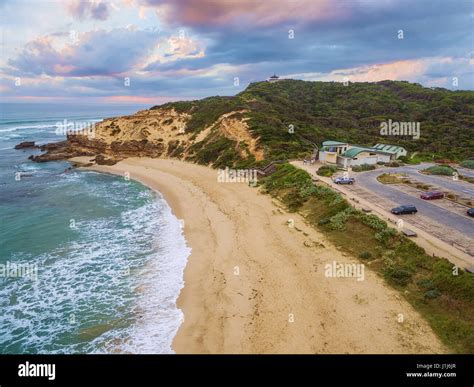 Aerial View Of Sorrento Ocean Beach And Coppins Lookout At Sunrise Mornington Peninsula