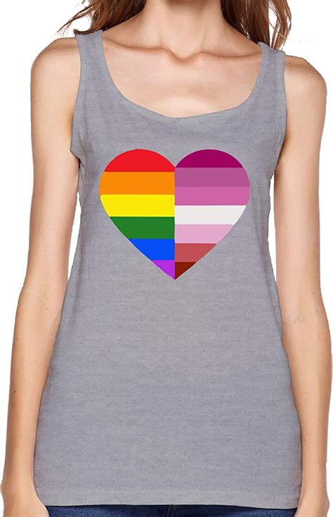Women Lgbt Rainbow Lesbian Pride Heart Tank Topscotton