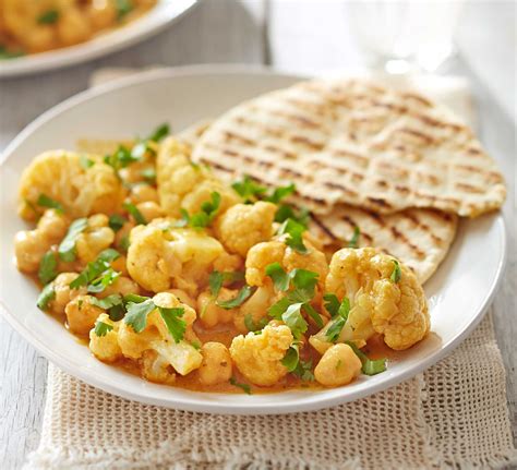 Satay Cauliflower Chickpea Curry With Storecupboard Flatbreads