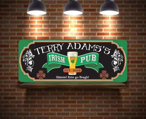 Personalized Irish Pub Sláinte Erin Go Bragh Banner Bar Sign Etsy