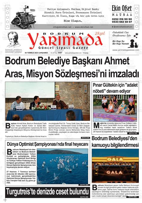 06 Temmuz 2022 tarihli Bodrum Yarimada Gazete Manşetleri