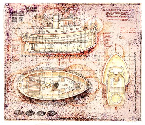 Tugboat Plans Drawing By Dan Nelson Pixels