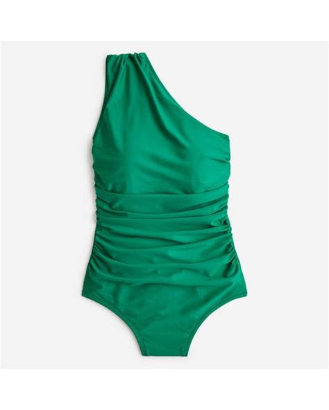 Jcrew Ruched One Shoulder One Piece In Green Lyst