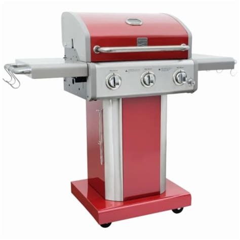 Kenmore Pg 4030400ld Red 3 Burner Outdoor Patio Gas Bbq Propane Grill