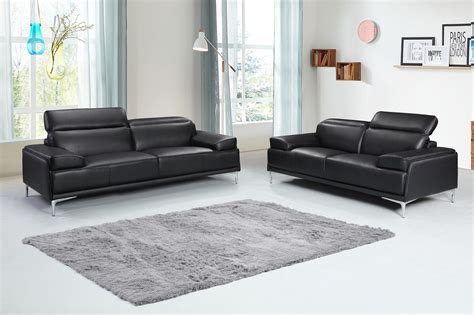 Contemporary Black Leather Living Room Sofa Set Minneapolis Minnesota Jandm Furniture Nicolo