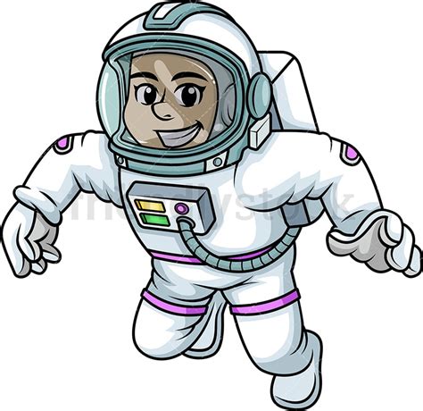 Female Astronaut On Spacewalk Cartoon Vector Clipart Friendlystock