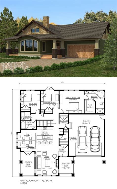 1733 Sq Ft 2 Bedrooms 2 Bath Ranch House Plans Craftsman House