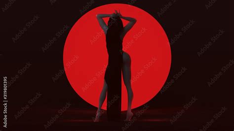 Black Vampire Devil Woman Standing With Arms Up In A Dress Abstract