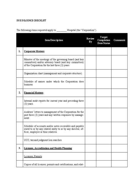 Due Diligence Checklist Pdf Employee Benefits Pension