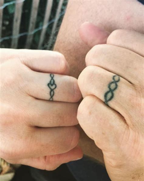 Matching Wedding Ring Tattoos For Couples