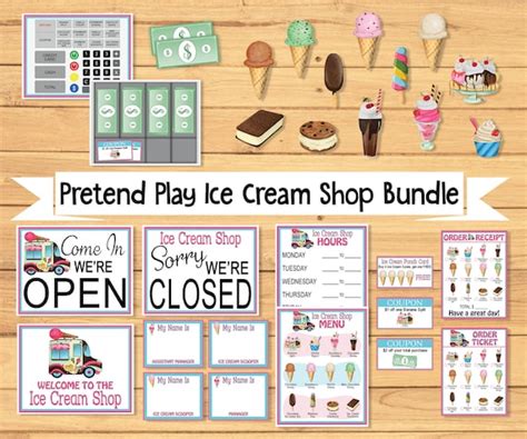 Pretend Play Ice Cream Shop Printable Ice Cream Pretend Etsy