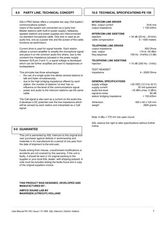 ASL Intercom PS150 PDF Free Download