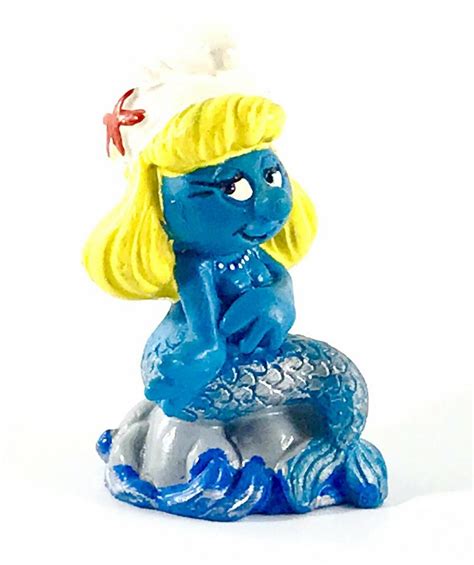 Smurfs Mermaid Smurfette Smurf Blue Tail Rare Vintage Figure Toy