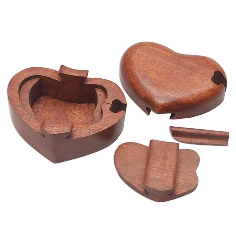 Unicef Market Hand Carved Suar Wood Puzzle Heart Box From Bali All