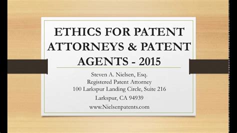 Ethics For Patent Attorneys And Patent Agents Youtube