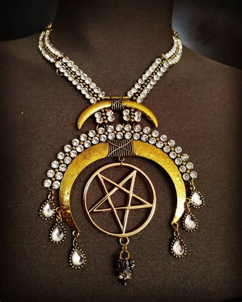 Tribal Necklace Golden Moon 666 Skull 666 Etsy