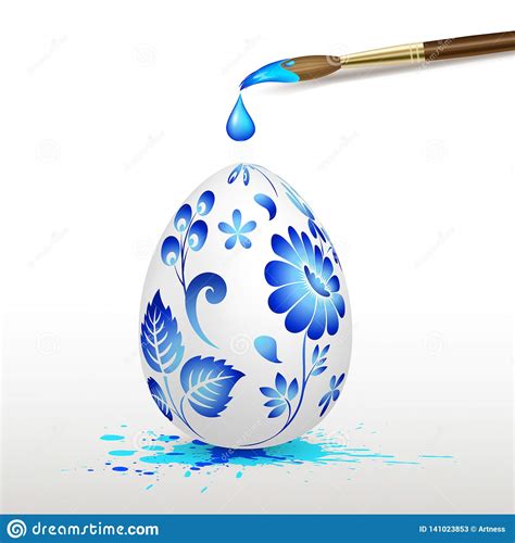 Hand Painted Blue Easter Egg Stock Vector Illustration Of Drawn
