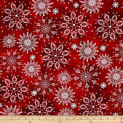 Christmas Dreams Snowflakes Dark Red Christmas Fabric Christmas