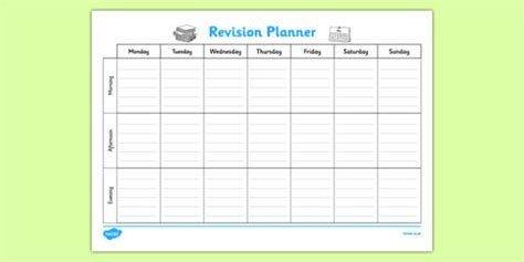 Printable Weekly Revision Planner