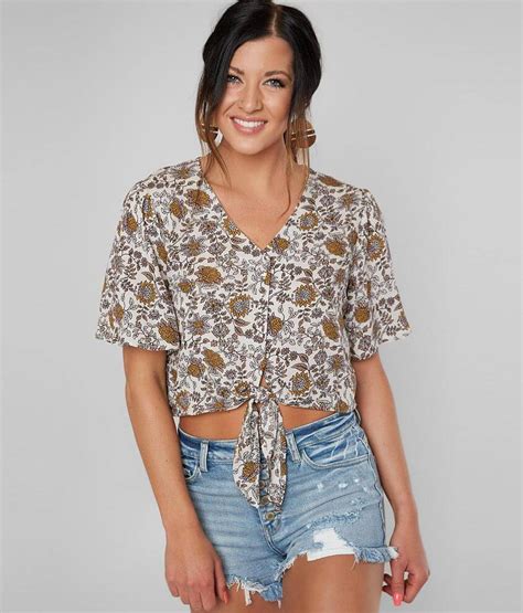 Gypsies And Moondust Button Down Cropped Top Womens Shirtsblouses In