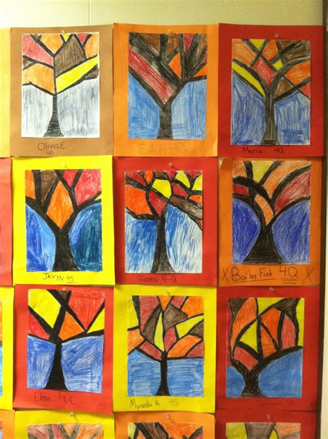 Abstract Trees Fourth Grade Art Class Art Projects Fall Art