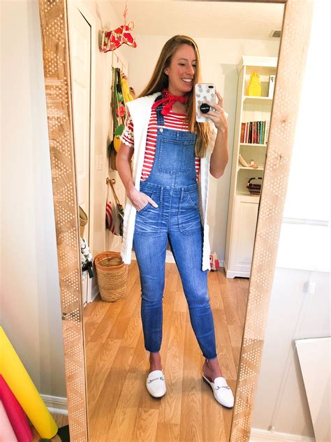 3 Ways To Style Overalls For Fall Striped Top Colored Sweater And A