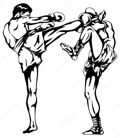 Thai Boxing Fighting — Stock Vector © Eokotnikova 52104683