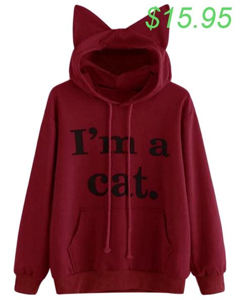 Harajuku Kawaii Cat Ear Cap Hoodies Women I Am A Cat Printed Hooded