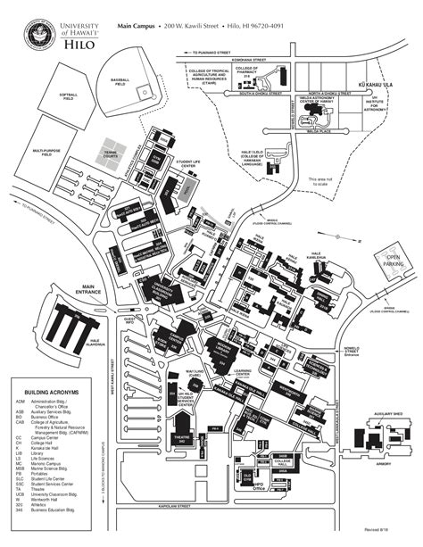 Map Of The Uh Hilo Main Campus Campus Map Thesis Arch Diagram