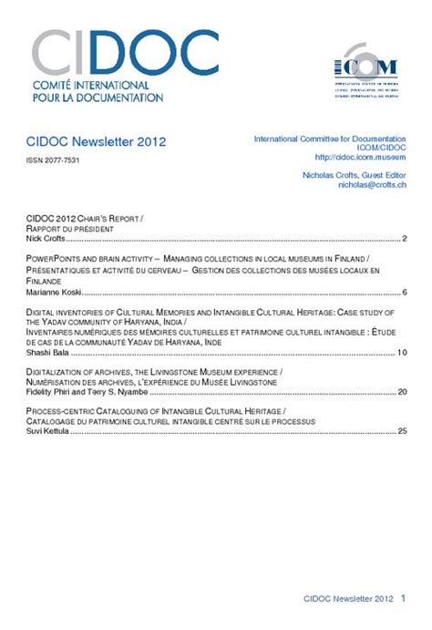 2012 Newsletter Icom Cidoc Icom Cidoc