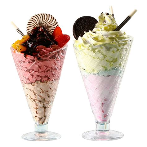 6 X 250ml Queensway Ice Cream Glasses Fancy Dinner Event Cone Shaped