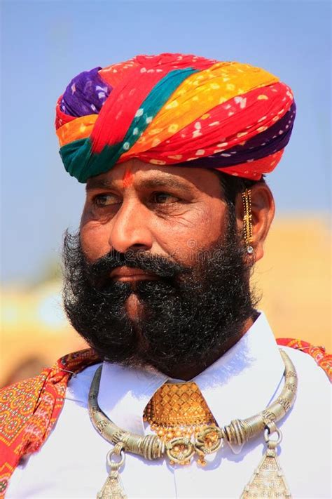 Portrait Of Indian Man Taking Part In Mr Desert Competition Jaisalmer