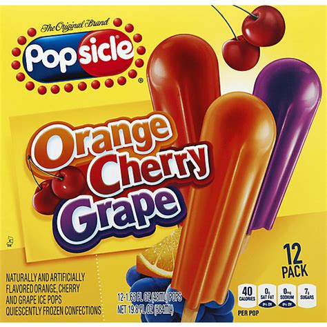 Popsicle Orange Cherry Grape Flavored Ice Pops 12 Ct Box Ice Cream