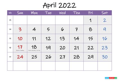 April 2022 Calendar Printable Printable World Holiday