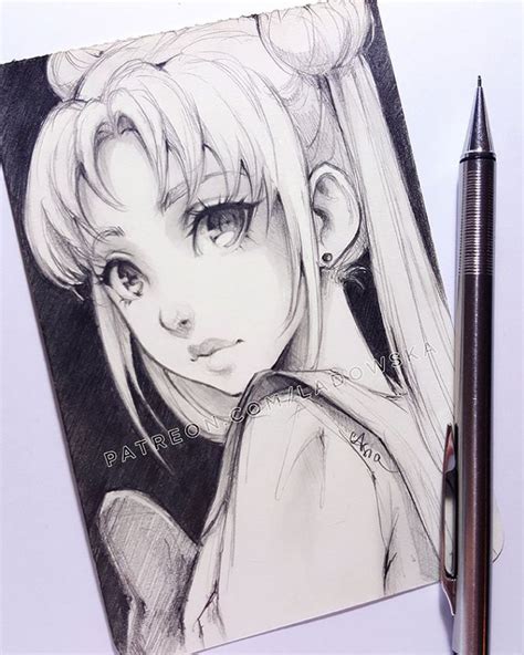 Moon Sketches Art Sketches Pencil Girl Drawing Sketches Anime Girl