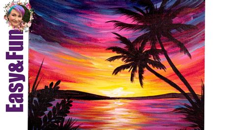 Easy Painting In Acrylic Paradise Sunset Step By Step
