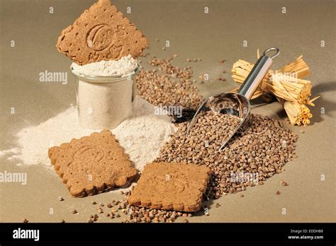 Buckwheat Seeds And Flour Stock Photo Alamy