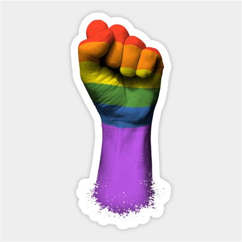 Gay Pride Rainbow Flag On A Raised Clenched Fist Gay Pride Sticker