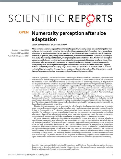pdf numerosity perception after size adaptation